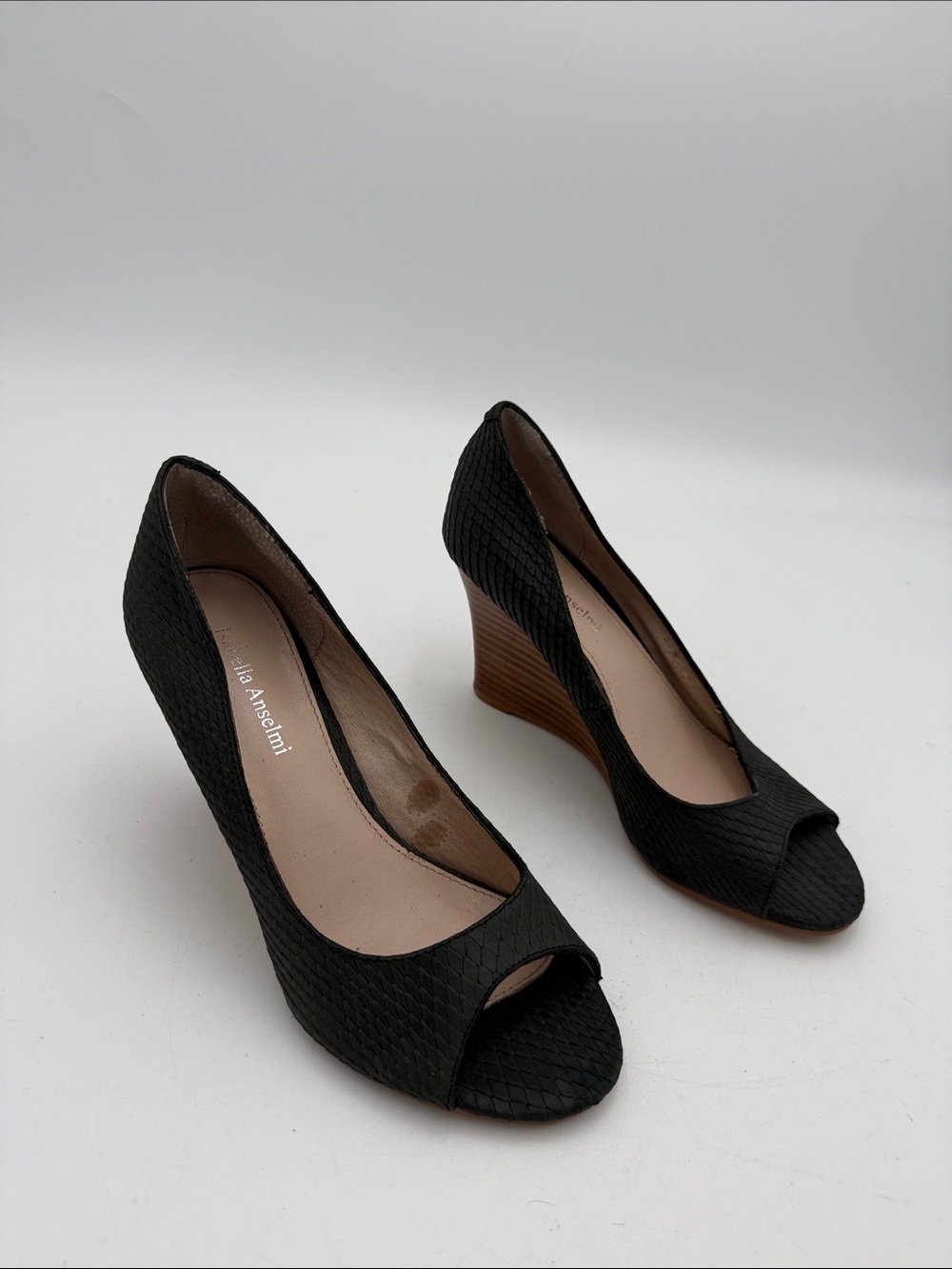 Isabella Anselmi  gray women Peep-Toe Wedge Pumps 38 casual office retro Y2K